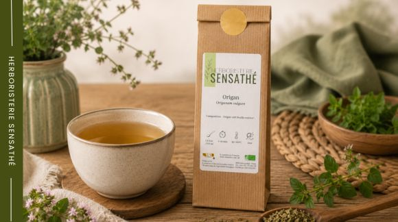 Sachet d'origan bio Sensathé avec infusion d'origan, plante carminative favorisant la digestion et le confort intestinal - Herboristerie Sensathé Sachet d'origan bio Sensathé avec infusion d'origan, plante carminative favorisant la digestion et le confort intestinal - Herboristerie Sensathé